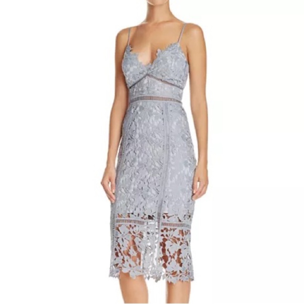 Bardot - Botanica Lace Dress (size 6/Small) (Dusty Blue)